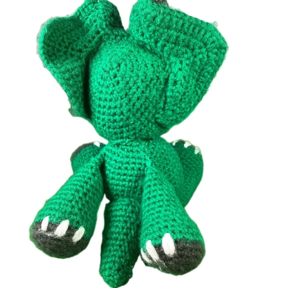 Triceratops Dinosaur Toy Crochet  Amigurumi 11 inches Green, Soft, Handmade